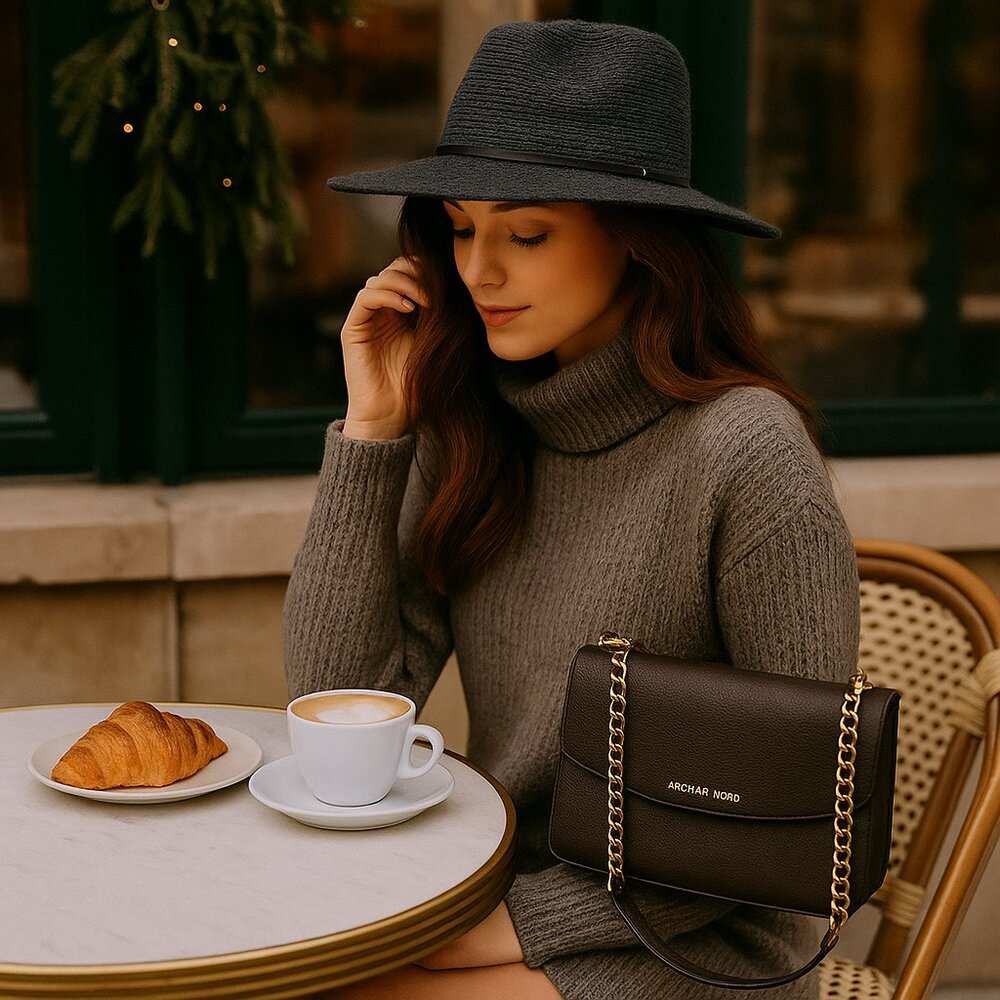 C.C. Knit Panama Hat with Faux Leather Band